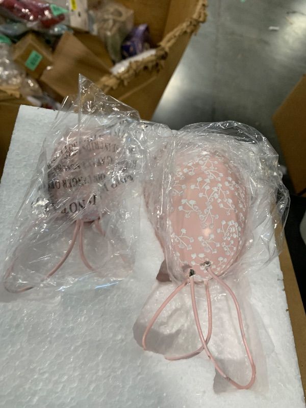 Photo 1 of ** SOLD AS IS NO REFUND/RETURN** SEE COMMENT!
WDS WONDROUS Easter Decorations Egg Figurines with Bunny Ears, 2-Piece Pink Resin Egg Decor with Embossed Flowers, Farmhouse Spring Decor & Easter Tabletop Sculptures Ornament for Shelf