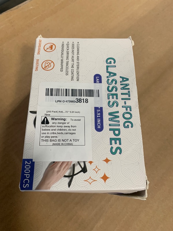 Photo 1 of [200 Pack] Anti Fog Wipes for Glasses, Large Glasses Cleaner, Lens Wipes for Eyeglasses, Pre-Moistened Individually Wrapped Cleaning Wipes, Eyeglasses Cleaner Wipes for Camera Phone (4.72 * 5.91 inch)