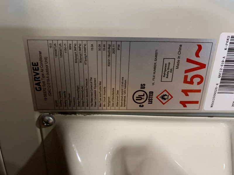 View 4 of ***ONLY THE UNIT*** Garvee 12000 BTU Mini Split Air Conditioner,19 SEER2 Ductless Inverter AC w/ 115V, Cool Up to 750 Sq. Ft with Heat Pump System,White