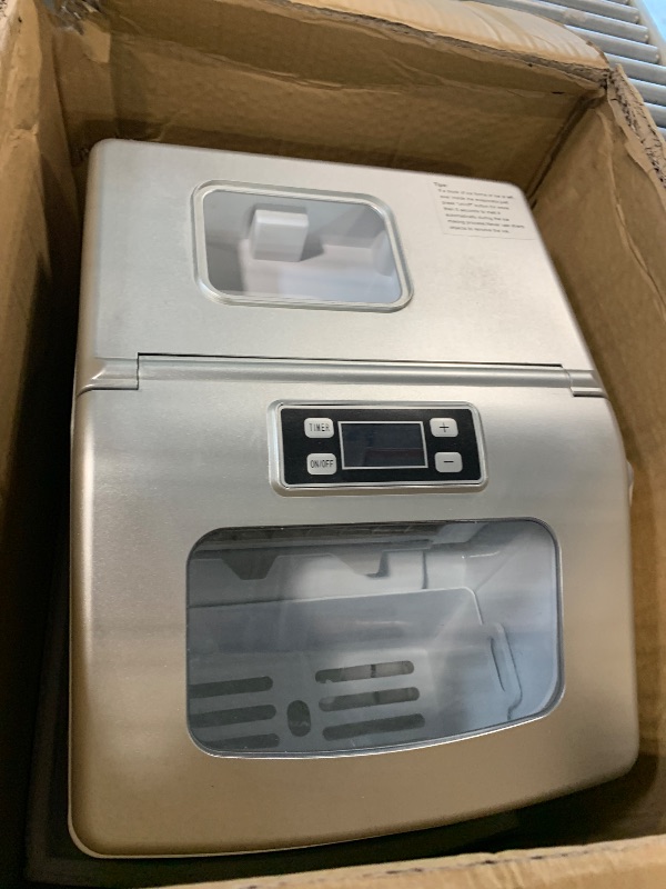 Photo 1 of ** SOLD AS IS NO REFUND/RETIRN** SEE COMMENTS 
EUHOMY Countertop Ice Maker Machine, 40Lbs/24H Auto Self-Cleaning, 24 Pcs Ice/13 Mins, Portable Compact Ice Maker with Ice Scoop & Basket, Perfect for Home/Kitchen/Office/Bar(Silver)