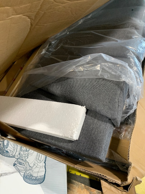 Photo 1 of ** SOLD AS IS NO REFUND/RETURN** SEE COMMENTS 
Decofy Full Size LED Platform Bed Frame with Soft-Glow Mood Lighting & Adjustable Upholstered Headboard, Modern Linen Bed with Storage Drawers, Heavy Duty Metal Support, No Box Spring Needed, Grey