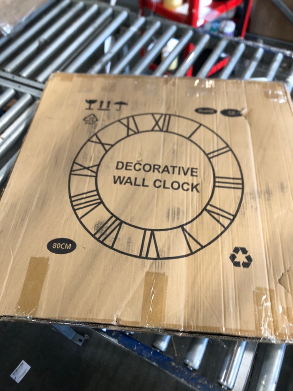 Photo 1 of ** sold as is no refund/return** LEIKE Extra Large Wall Clocks,Silent Little Ticking,Battery Operated Vintage Round Modern Metal Wall Clock for Living Room, Bedroom,Farmhouse,Office Home Decor-32 Inch(Black-Arabic Number)