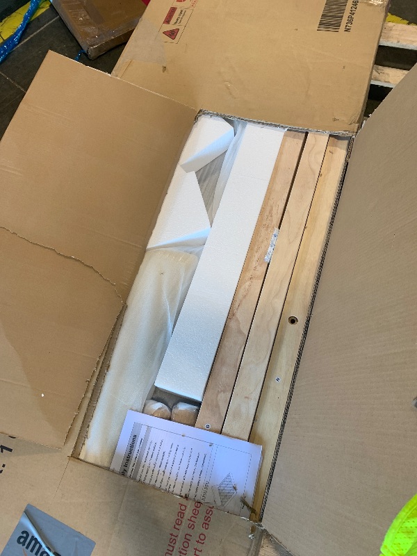 Photo 1 of ***UPDATED 6/7*** Christopher Knight Home Tanya Boucle Upholstered Queen Size Bed Frame with Wingback Headboard, Modern Queen Bed Frame and Headboard, Wooden Slats Support, Easy Assembly, No Box Spring Needed, White