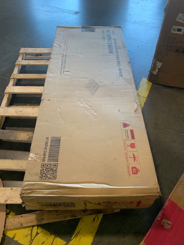 Photo 1 of ***UPDATED 6/7*** Christopher Knight Home Tanya Boucle Upholstered Queen Size Bed Frame with Wingback Headboard, Modern Queen Bed Frame and Headboard, Wooden Slats Support, Easy Assembly, No Box Spring Needed, White