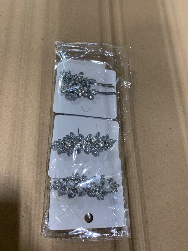 Photo 1 of *** 4 PCS *** Rhinestone Hair Clips for Women Silver 6PCS Bridal Rhinestone Pearl Hairpins Decorative Bobby Pins Bling French Barrette Prom Wedding Hair Accessories for Women Bride Bridesmaid Flower Girls Party
