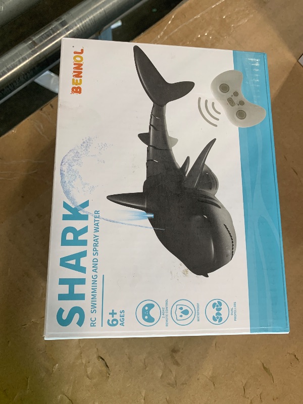 View 2 of ***MISSING CHARGER*** Bennol 2.4Ghz Remote Control Shark Toys for Boys Kids, 1:18 Scale High Simulation Shark for Pool, Electric RC Sharks Fish Toys with Light & Spray Water Function for 4 5 6 7 8 9 Year olds Kid Boys