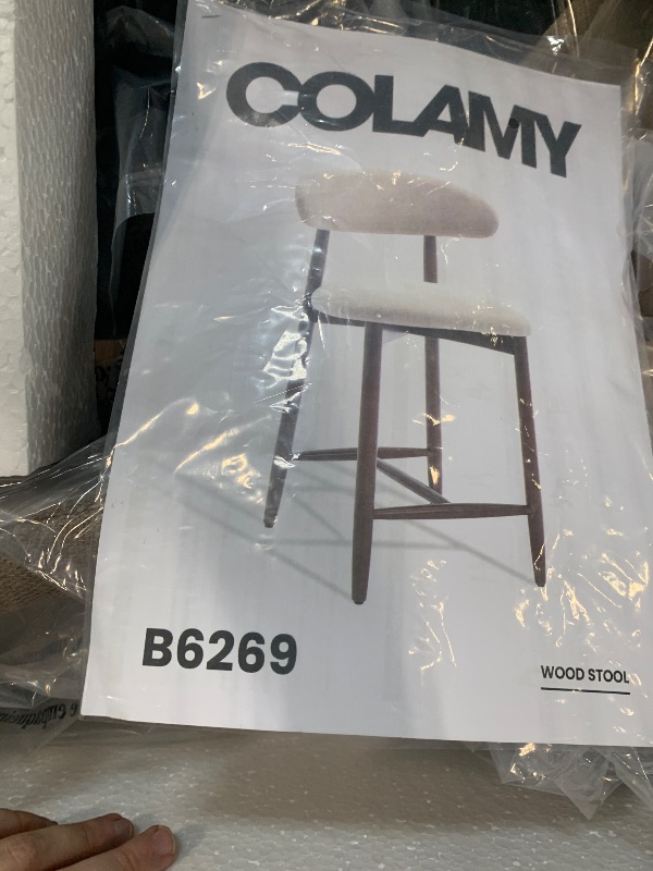 Photo 1 of ***UPDATED 5/31*** COLAMY Bar Stools Set of 3, Counter Height BarStools with Back, Mid Century Modern Upholstered, with Wood Legs for Kitchen Island Dining Room, Camel