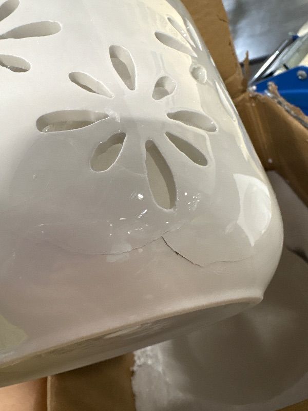 Photo 1 of **CRACKED/LOOK AT LIVE PHOTO**
LITUDISO Orchid Pots with Holes, 5+6 Inch Orchid Pots with Drainage Holes and Tray, Effective Drainage and Ventilation to Assist New Plants or Repotting, Indoor/Outdoor Flower Pots -White