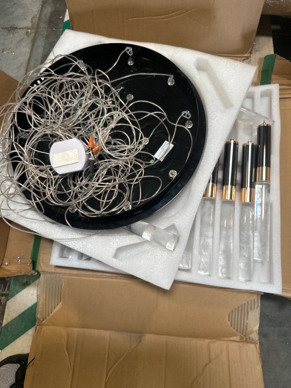 Photo 1 of ***UPDATED 5/17***AXILIXI Crystal Chandelier Contemporary, 24" Modern Living Room Chandeliers, K9 Crystal Ceiling Lights Fixtures, Round 5 Tiers Pendant Lighting Chandelier Black for Entryway Dining Room Staircase