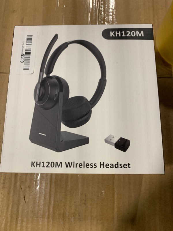 Photo 1 of (2025 Upgraded) Wireless Headset with Mic for Work, Bluetooth Headset with Noise Canceling Microphone with Dongle, Charging Base & Mic Mute, Wireless Headphones for Work from Home/PC/Computer