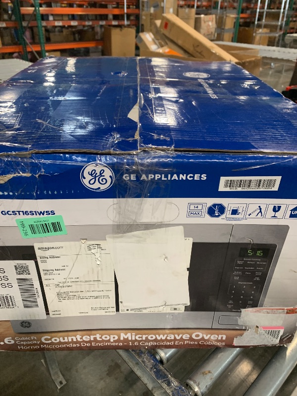 Photo 1 of ***FOR PARTS ONLY - MISSING PIECES/ NON FUNCTIONAL - AS IS NO RETURNS SALE FINAL***
GE Countertop Microwave Oven, 1,150-watt Capacity, 1.6 Cubic Ft., 8 Auto Setting Cooking Settings, Child-Lock Technology, Kitchen Essentials for the Countertop, Dorm Room
