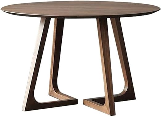 Photo 1 of 35" Round Dining Table - Solid Rubberwood Kitchen Table for Small Spaces, Modern V-Leg Design Seats 4, Walnut Wood Finish, Easy Assembly
