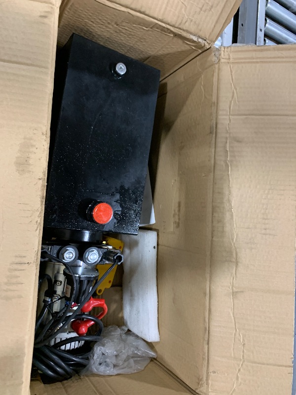 Photo 1 of Hydraulic Pump 12V Dump Trailer Pump - Hydraulic Power Unit Double Acting Electric Hydraulic Pump for Dump Trailer Car Lifting (with 2pcs Extra SAE #6 Connectors) (10QT)