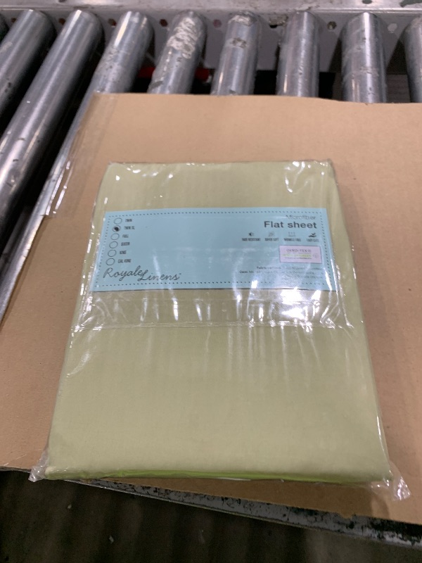 Photo 1 of Royale Linens Twin XL Flat Sheet - Ultra Soft Brushed 1800 Microfiber Flat Sheets Only - Wrinkle Free & Stain Resistant - Hotel Quality Top Sheet for Bed (Twin XL, Sage Green)
