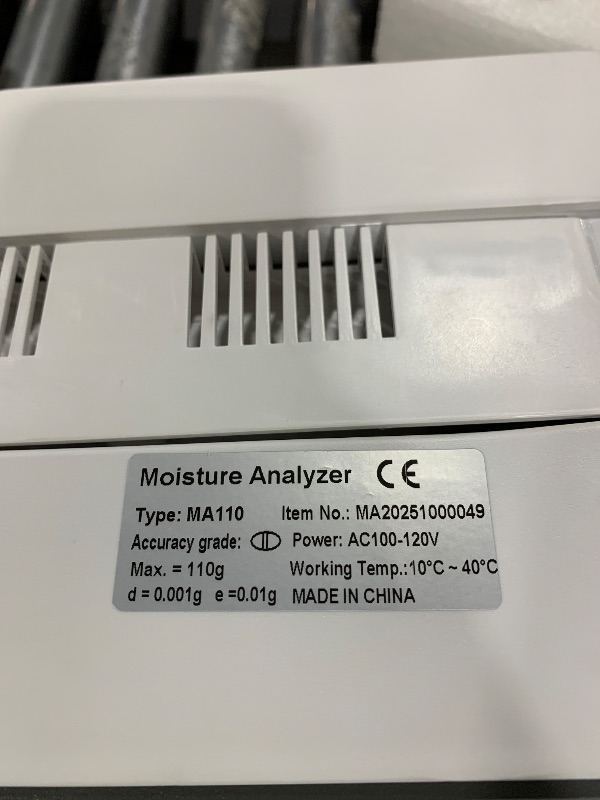 Photo 1 of UXILAII SCIENTIFIC Halogen Heating Lab Moisture Analyzer 110g x 0.001g Spanish English Germany Menu Balance Meter 0.01% Readability 110V 3 Drying Modes Touch Screen RS232 Interface Water Content Test