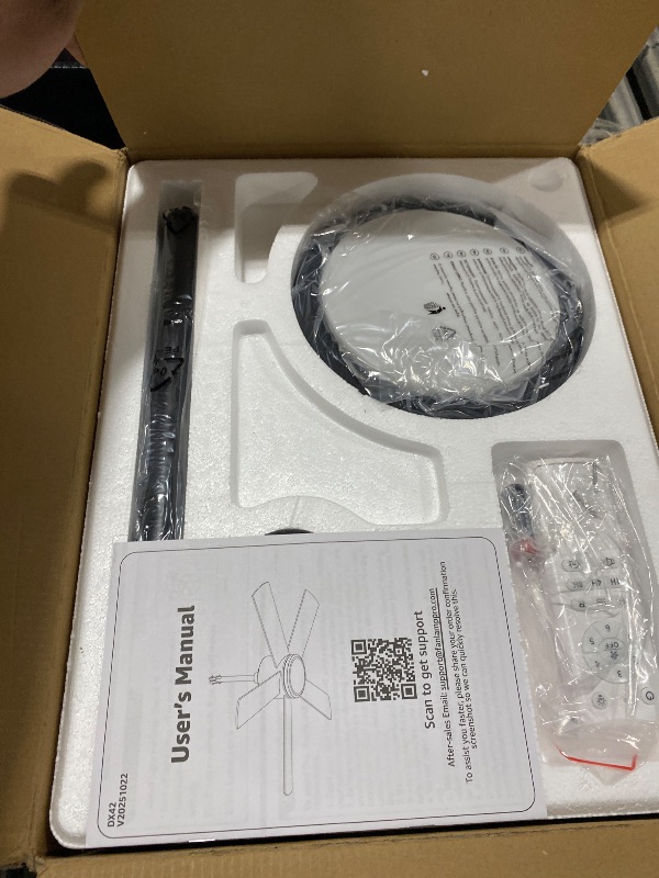 Photo 1 of 42 In Outdoor Ceiling Fan Hanging Fan Outdoor Ceiling Fans, Waterproof, with Light, Remote, 42 In, Wet Rated, IP65, 6 Speed, 3CCT, Plug in, for Patios, Porch, Gazebo, Black