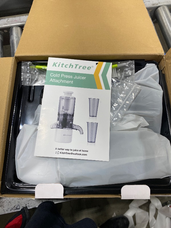 Photo 1 of KITCHTREE Masticating Juicer Attachment for KitchenAid Stand Mixer, 4.2" Large Feed Chute Fit Whole Vegetables & Fruits, Slow Cold Press Juicing, Includes 2 * 28oz capacity cups