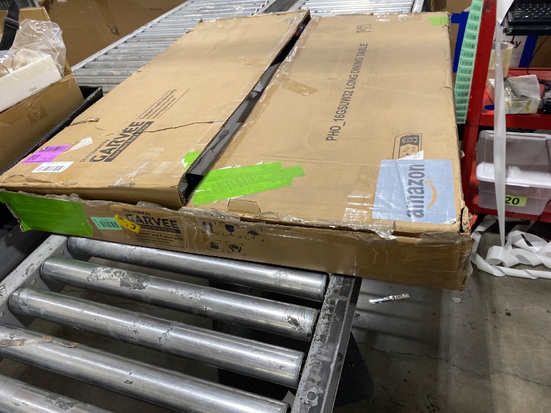 Photo 1 of Garvee 70.9" Long Dining Table for 6, Wooden Large Rectangle Kitchen Table with Sturdy Metal Legs, Modern Industrial Dinner Table for Dining Living Room, Kitchen, Brown
