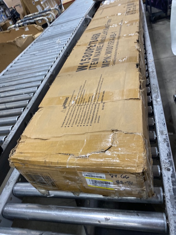 Photo 1 of Full Size Metal Loft Bed with Wardrobe and L-shaped Desk,Storage CubesandShelves