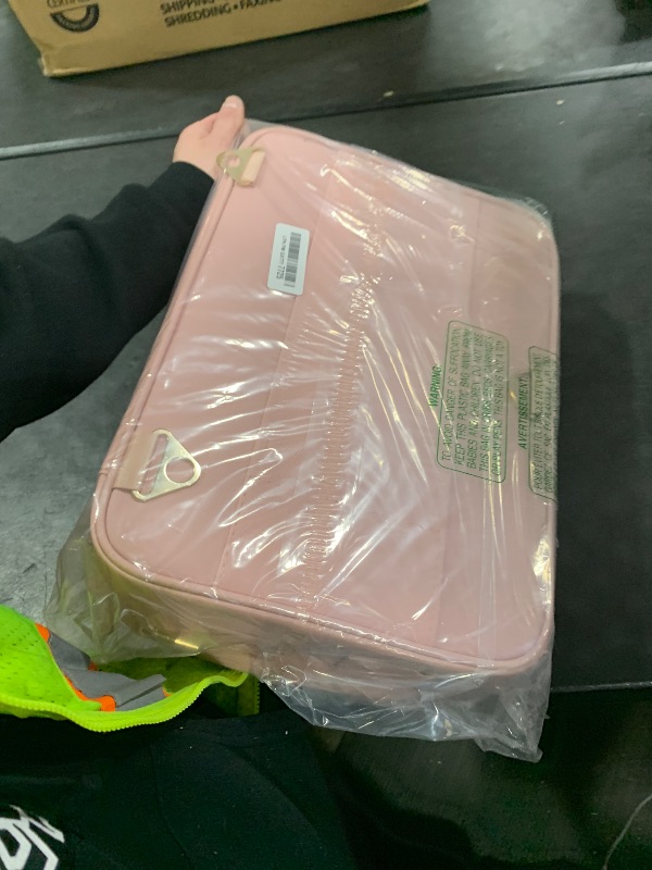 Photo 1 of MONSTINA Cosmetic Bags 3 Layer Cosmetic Organizer Makeup Case Beauty Artist Storage Brush Box with Shoulder Strap (Large, PU Leather pink)