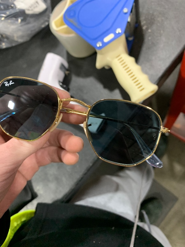 Photo 1 of Ray-Ban Unisex RB3548N Hexagonal Flat Lens Hexagonal Sunglasses, Gold/Blue Gradient Grey, 51 mm