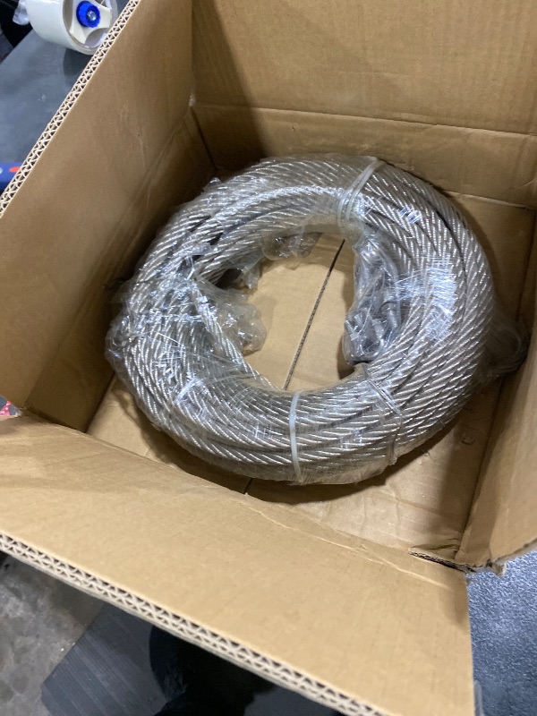 Photo 1 of 3/8" Stainless Steel Cable 100FT, 7x19 Strands Wire Rope Cable, with 12000 lbs Breaking Strength, Stainless Steel Wire Rope with M10 Clips Clamp and Thimbles for Boat Lifting Winch Cable