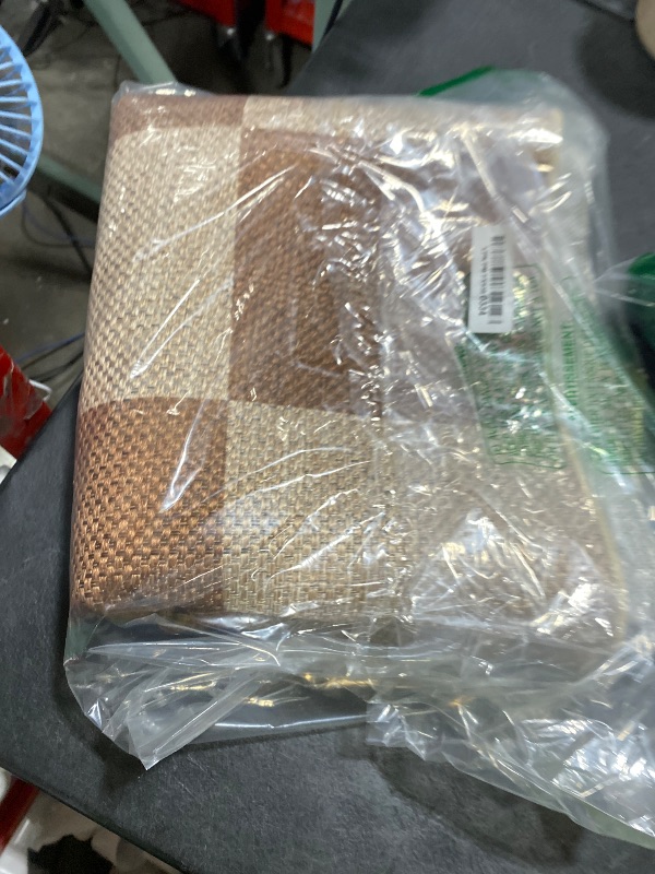 Photo 1 of GarveeHome Easy Jute Rugs 2x8 Checkered Kitchen Runner Rugs Non Skid Washable Stain Resistant Indoor Outdoor Rugs for Living Room, Bedroom, Dining, Patio - Farmhouse Style Brown