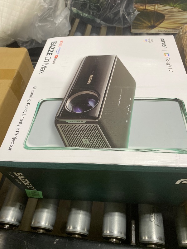 Photo 1 of Aurzen EAZZE D1 MAX Upgraded Google TV Smart Projector 4K Supported, 1000 ANSI Lumens, MEMC Tech, Fully Automatics, 20W Dolby Audio, Home Theater Movie Projector with WiFi and Bluetooth, Off-white