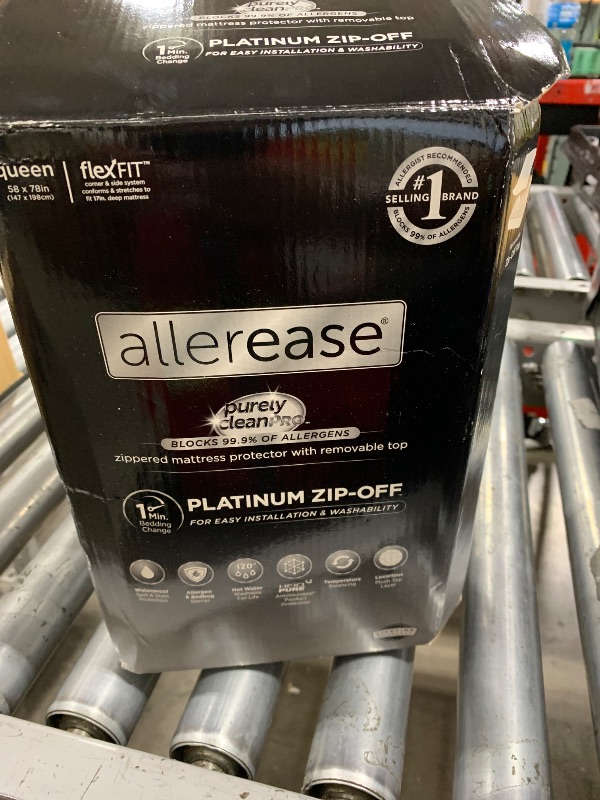 Photo 1 of AllerEase Platinum Zip-Off Top Waterproof Mattress Protector Queen 360 Degree Zipper Particle Barrier Temperature Balancing Luxurious Plush Top Separately Machine Washable Mattress Cover (White)