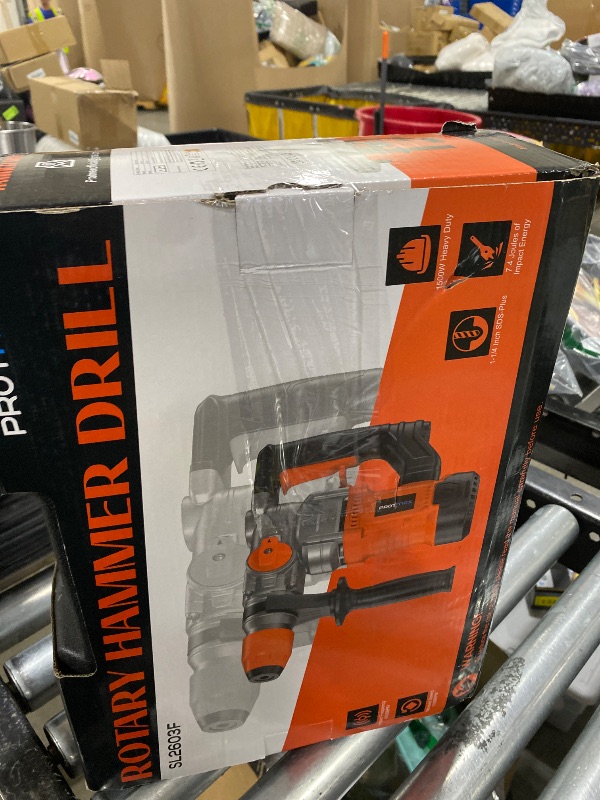 Photo 1 of 1-1/4 Inch SDS-Plus 13 Amp Heavy Duty Rotary Hammer Drill with Safety Clutch 3 Functions, Vibration Control, for Floor Tile Removal, Concrete Breaker, Including Grease, Chisels & Drill Bits