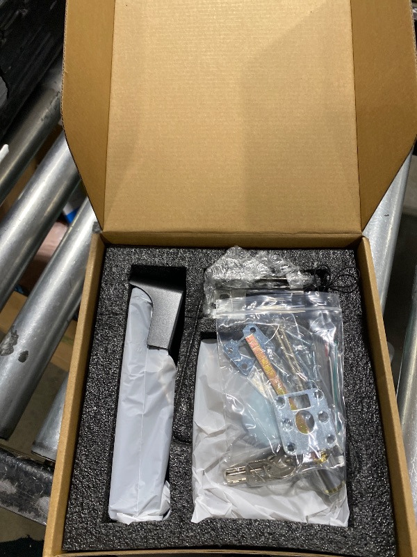 Photo 1 of Smart Gate Lock, Electronic Gate Locks for Outdoor Fence, Keyless Smart Rim Lock, Electric Sided Keypad Locks with App Control, IC Card, Keys Touchscreen Perfect for Fence and Outdoor (Black)