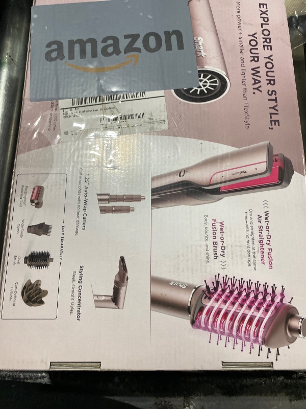 Photo 1 of Shark FlexFusion Hair Straightener & Powerful Hair Dryer with Fusion Hair Brush, Ceramic Air Styler with Auto-Wrap Curlers & Concentrator, Ceramic Plates, Cosmic Blush HD641S