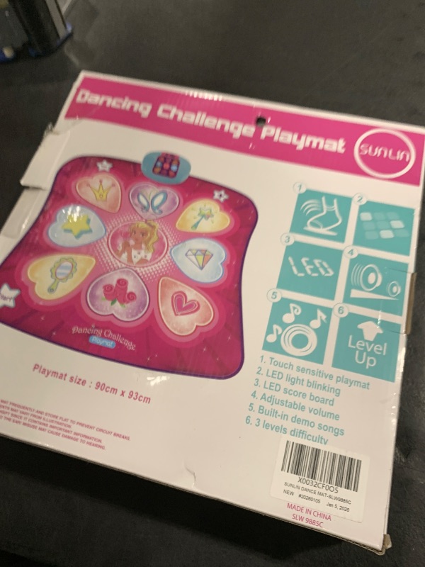 Photo 1 of SUNLIN Dance Mat - Rhythm Step Play Mat - Dance Game Toy Pad with LED Lights, Gift for Kids Girls 3-12, Adjustable Volume, Built-in Music, 3 Challenge Levels