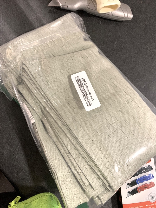 Photo 1 of H.VERSAILTEX Linen Look 100% Blackout Curtains 45 Inches Long for Bedroom Full Light Blocking Rod Pocket 42 Inches Wide Linen Textured Thick Window Curtain Drapes with White Backing, Sage, 2 Panels