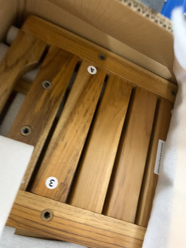 Photo 1 of 14" Compact Teak Shower Stool with Shelf & Handle - Waterproof, Non-Slip Bath Bench for Small Bathrooms/Tub/Outdoor Use, 300 lbs Capacity (Patented)