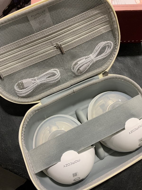 Photo 1 of Momcozy M5 Smart APP Controlled Wearable Breast Pump, Hands-Free Wireless Electric Pump, 3 Modes 9 Suction Levels, BPA-Free, Portable Lightweight, 24mm Flange, 2-Pack Quill Gray