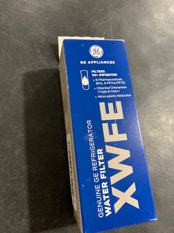 Photo 1 of GE XWFE Refrigerator Water Filter, Genuine Replacement Filter, Certified to Reduce Lead, Sulfur, and 50+ Other Impurities, Replace Every 6 Months for Best Results, Pack of 1