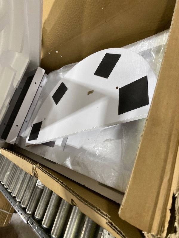 Photo 1 of SONGMICS 6 LEDs Lockable Mirror Jewelry Cabinet, 360° Swivel Jewelry Organizer Armoire Standing, Frameless Full-Length Mirror, 3 Storage Shelves, White Surface, Black Lining UJJC007W01