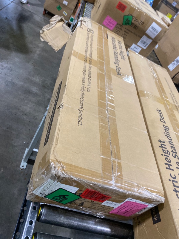 Photo 1 of JOY worker Height Adjustable Electric Standing Desk with Storage Shelves, 48 Inch Table with Built-in Monitor Stand, Sit Stand Desk with 2 Hooks for Home Office, White