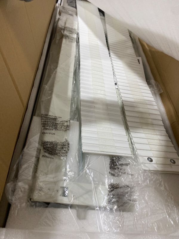 Photo 1 of JOY worker Height Adjustable Electric Standing Desk with Storage Shelves, 48 Inch Table with Built-in Monitor Stand, Sit Stand Desk with 2 Hooks for Home Office, White