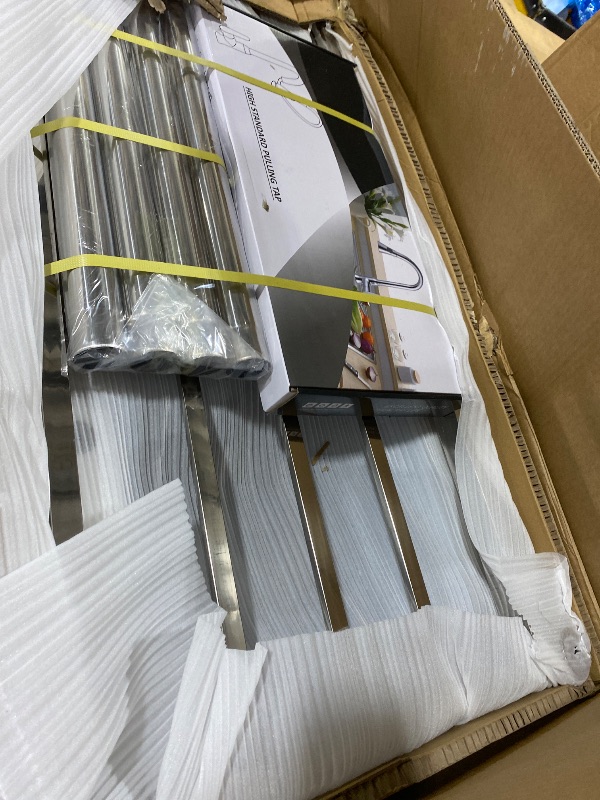 Photo 1 of GGW Commercial Sink with Drainboard, Stainless Steel Utility Sink with Pull-out Faucet, Free Standing Single Bowl Kitchen Sink with Workbench for Restaurant, Garage, Outoor, 21.7"D x 47.2"W x 37"H