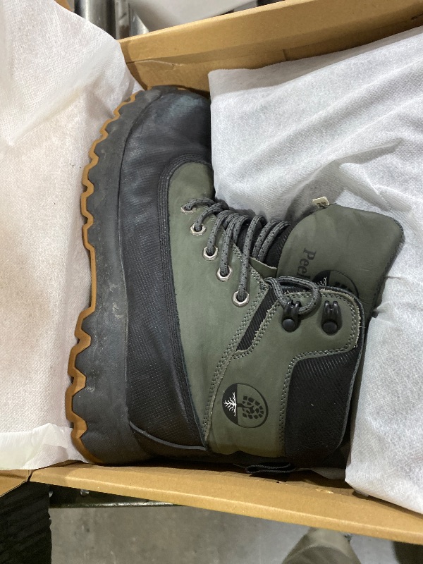 Photo 1 of Peeldicou Mens Work Boots Composite Toe Boots for Men Genuine Leather Rubber Sole No Slip Waterproof Shoes Industrial & Construction Safety Boots