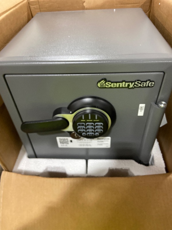 Photo 1 of SentrySafe Waterproof and Fireproof Alloy Steel Digital Safe Box for Home with Code Button Keypad, 1.23 Cubic Feet, 17.8 x 16.3 x 19.3 Inches (exterior), SFW123GDC