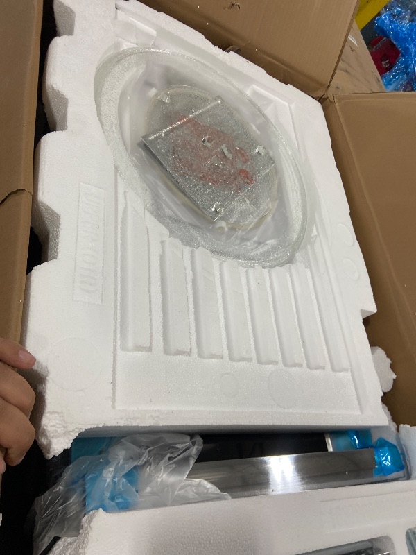 Photo 1 of SHARP SMO1754JS Over the Range Microwave Oven with 13.6" Carousel Turntable, 30-inch, 1.7 Cubic Feet, 1,000 Watt, 300CFM Fan, Sensor Cooking, Edge to Edge Black Glass with Stainless