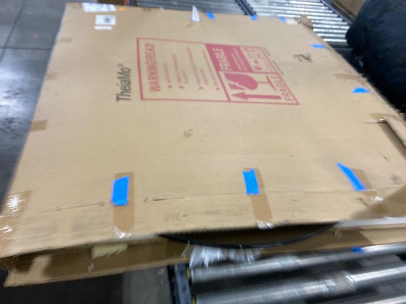 Photo 1 of TheiaMo 48" Round LED Bathroom Mirror, Wall Mounted Backlit Vanity Mirror with 45° Beveled Frame Lighted Mirror for Bedroom, Fog Free 3-Color Dimmable Lights Memory Function, Black