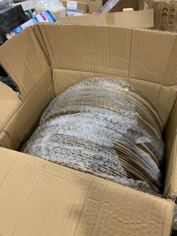 Photo 1 of Maxdot 50 Pcs Gold Charger Plates Bulk 13 Inch Plastic Antique Chargers for Dinner Plate Decorative Floral Embossed Rim Round Vintage Table Setting for Wedding Party Event Banquet Holiday, Large