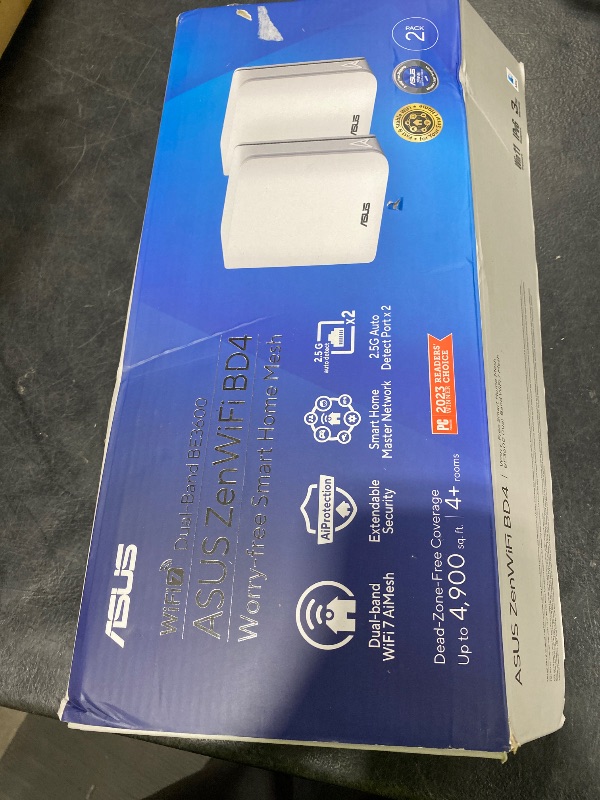 Photo 1 of ASUS ZenWiFi BD4 (2-Pack) Dual-Band WiFi 7 Mesh, 3600 Mbps, 4900 sq.ft., Dual 2.5G Ports, Security and Parental Controls Included, Smart Home Master SSIDs