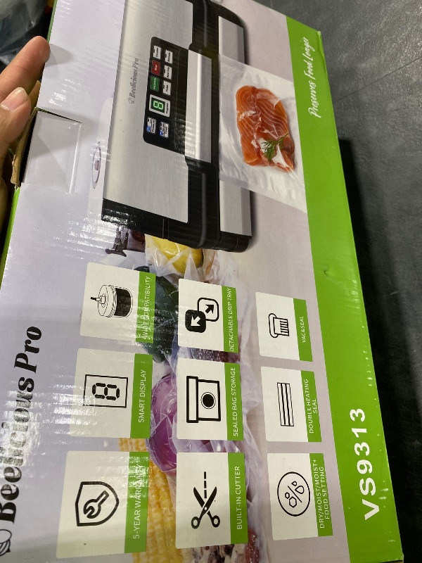 Photo 1 of 95kPa Vacuum Sealer Machine with AquaLock Technology, for Moist Seals, 2X Seal & 130W, Fully Automatic Food Sealer, Built-In Cutter, Bag Storage & Hose, Precision Sealing, 2 Bag Rolls,Stainless Steel