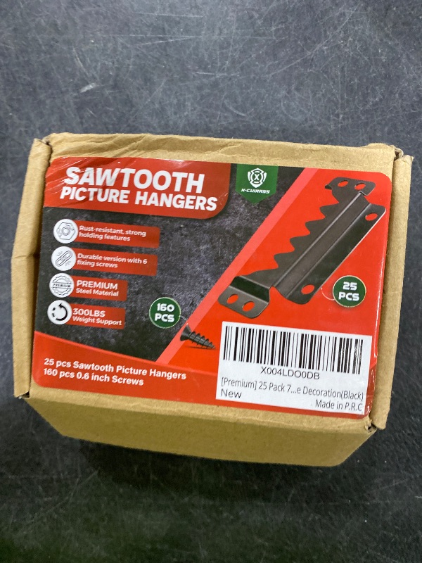 View 2 of [Premium] 25 Pack 70mm Sawtooth Picture Hangers with 0.6” Screws, Heavy-Duty Steel,300LBS Load-Bearing Capacity,Picture Hanging for Wall Mounting of Artwork, Wooden Frames,Home Decoration(Black)