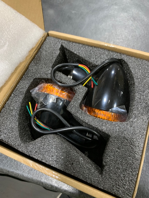 Photo 1 of Motorcycle Turn Signal Indicator Amber Lights Amber Chrome Bullet Front Rear Compatible With Honda Fury Interstate Nighthawk Rebel Sabre Shadow(2 Packs)
